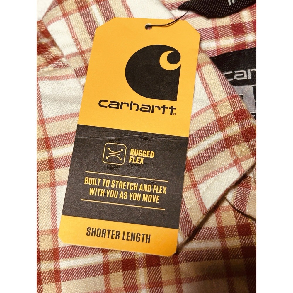 Carhartt Men's M Bozeman Relaxed Fit SS Plaid Shirt Red Duck Rugged Flex - Picture 6 of 11